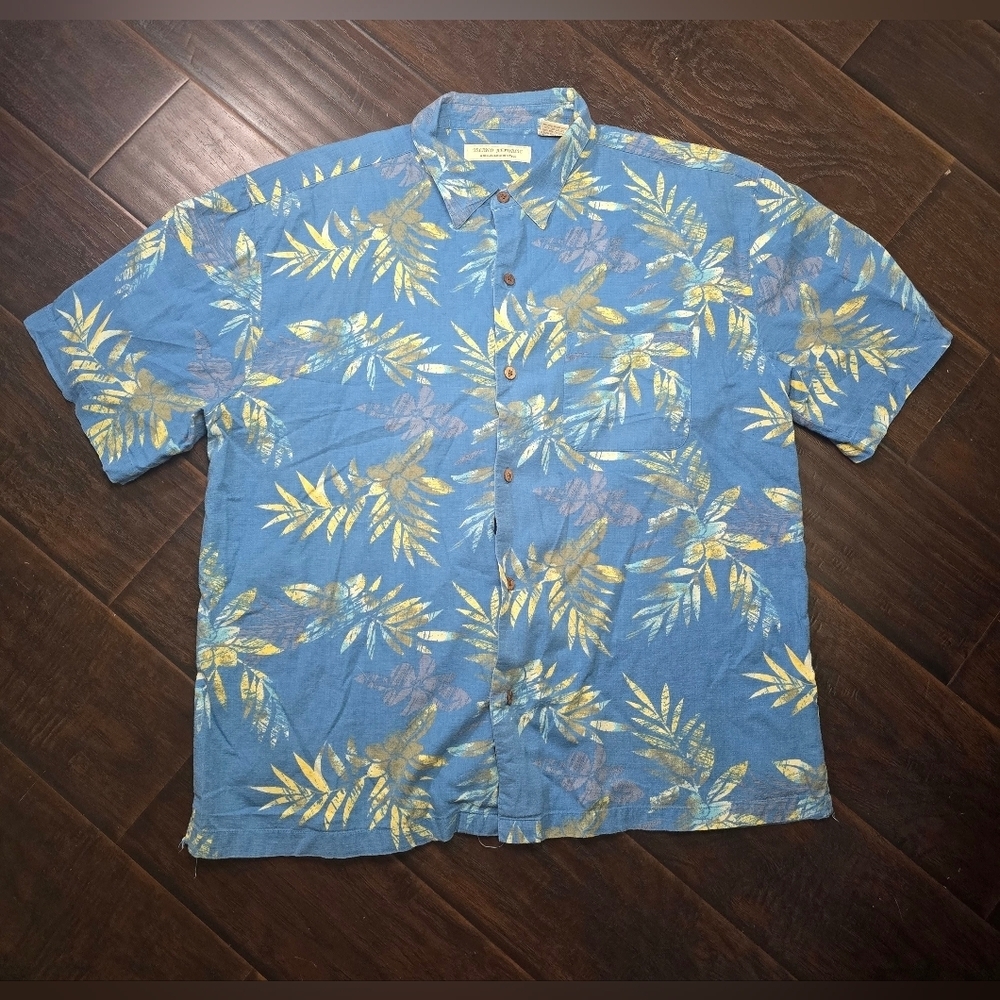 Island Republic Mens Collared Button Up Blue Hawaiian Shirt XXL